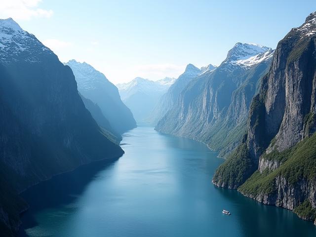 Majestueux fjords norvégiens avec des falaises abruptes et de l'eau bleue profonde